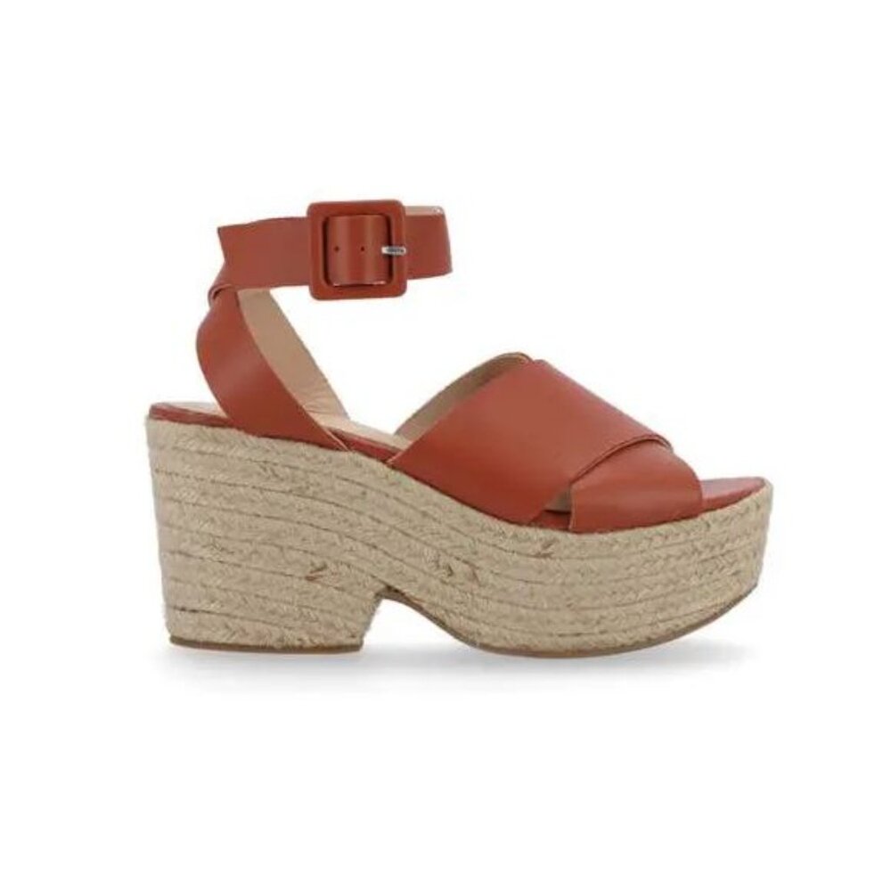 ALOHAS Lyla Leather Espadrille Platform Sandals Size 39 US 8 8.5 Brown NEW $210 - Picture 4 of 16